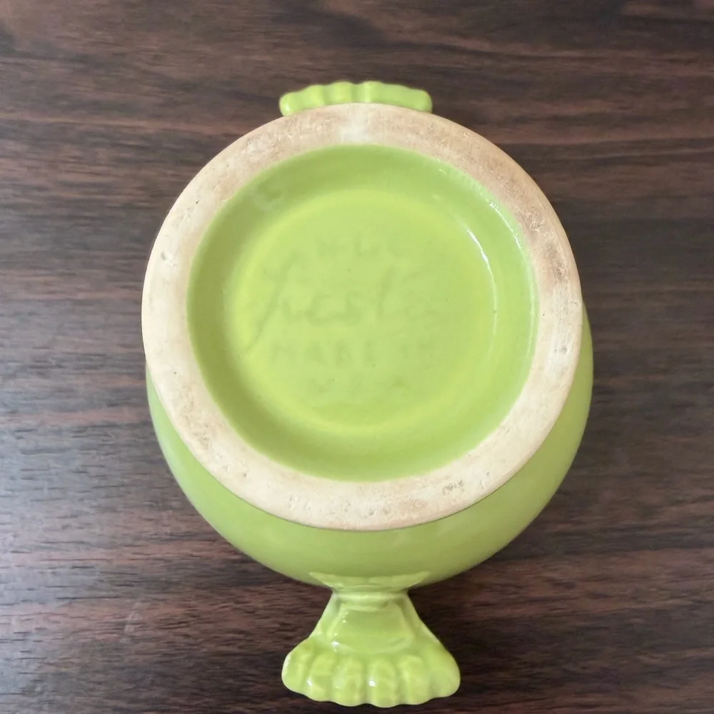 Vintage Fiesta Chartreuse Pedestal Compote Bowl w/ Handles HLC USA